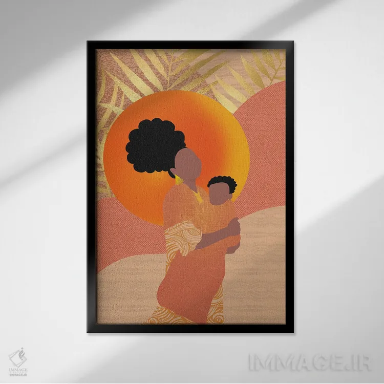 تابلو دکوراتیو مادر تازه اثر شرکت کاغذ ساگمون - نمای قابدار مشکی