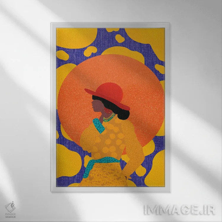 تابلو دکوراتیو زرشکی طلایی اثر شرکت کاغذ ساگمون - نمای قابدار سفید