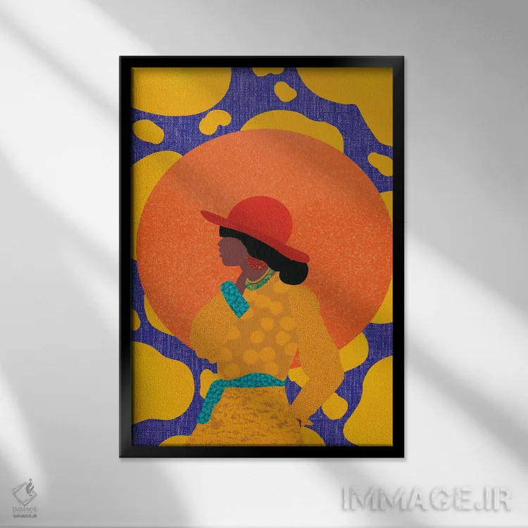 تابلو دکوراتیو زرشکی طلایی اثر شرکت کاغذ ساگمون - نمای قابدار مشکی