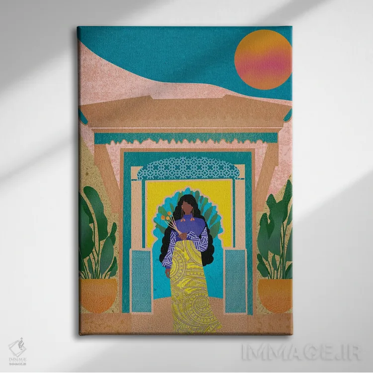 تابلو دکوراتیو در بیابان اثر شرکت کاغذ ساگمون - نمای روبهرو روی دیوار