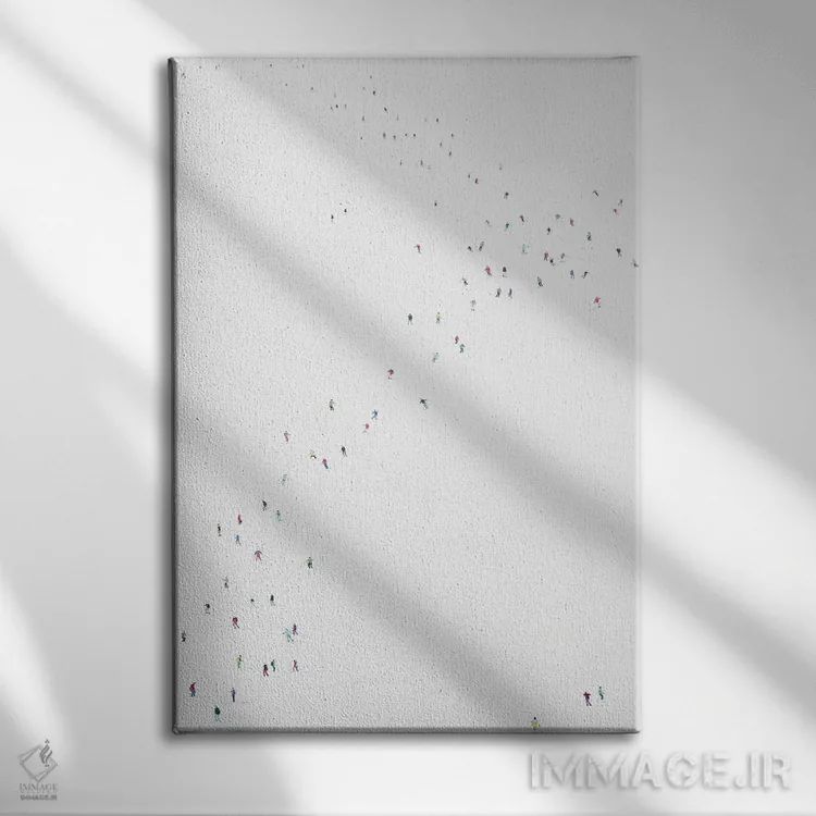 تابلو مینیمال سیاره منجمد چهل و پنجم اثر استفانی هو - نمای روبهرو روی دیوار