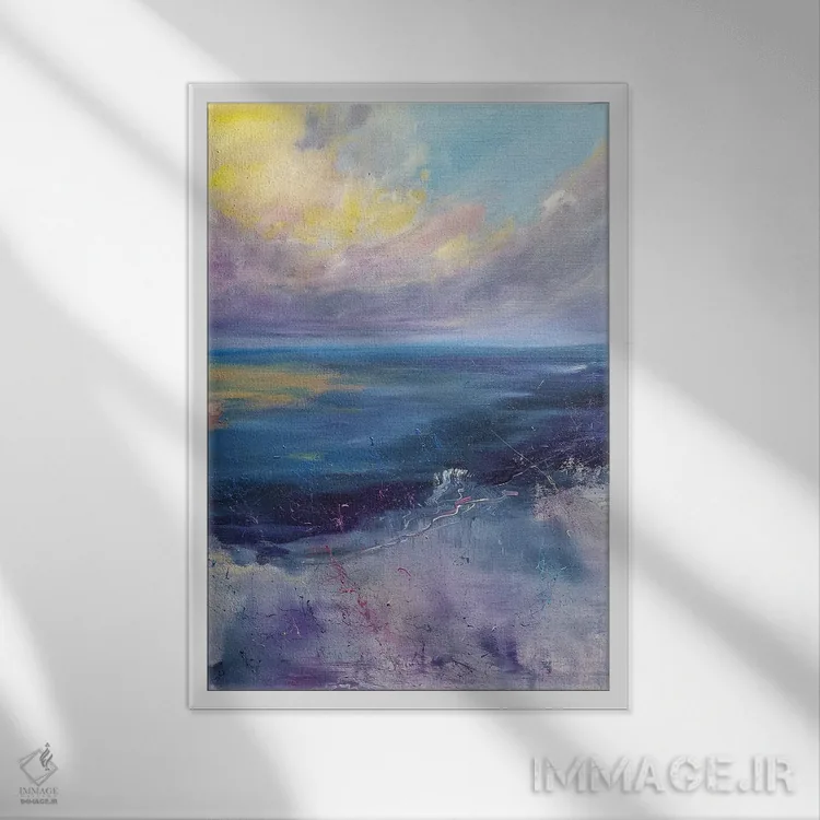 تابلو انتزاعی آسمان گرگ و میش اثر سوفیا کوهن - نمای قابدار سفید