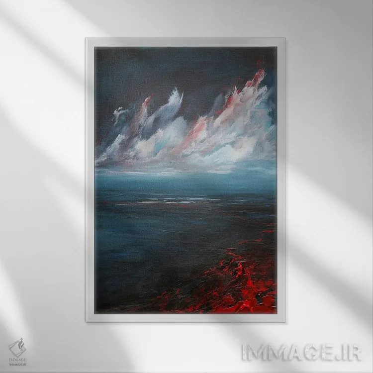 تابلو انتزاعی در ژرفا اثر سوفیا کوهن - نمای قابدار سفید