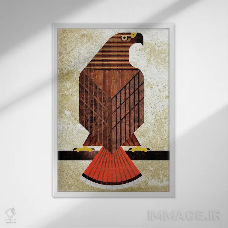 تابلو دکوراتیو باز دم سرخ اثر اسکات پارتریج - نمای قابدار سفید