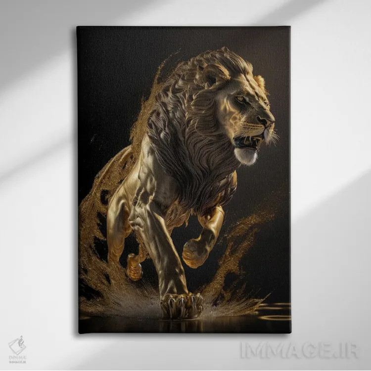 تابلو دکوراتیو Lion,برتری، شیر اثر اسپیس اسکیپز - نمای روبهرو روی دیوار