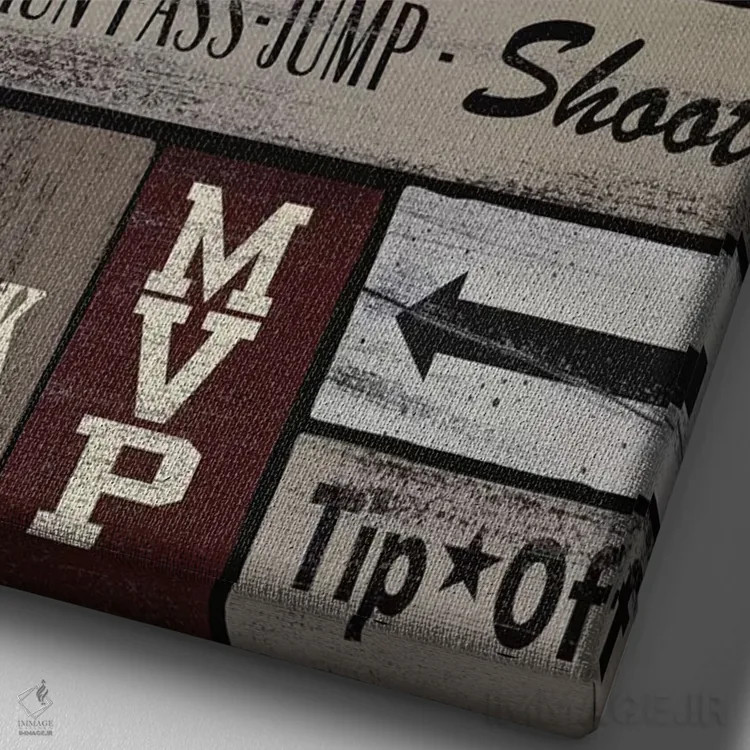 تابلو دکوراتیو حلقه های بسکتبال اثر لیندا اسپایوی - نمای نزدیک بافت بوم