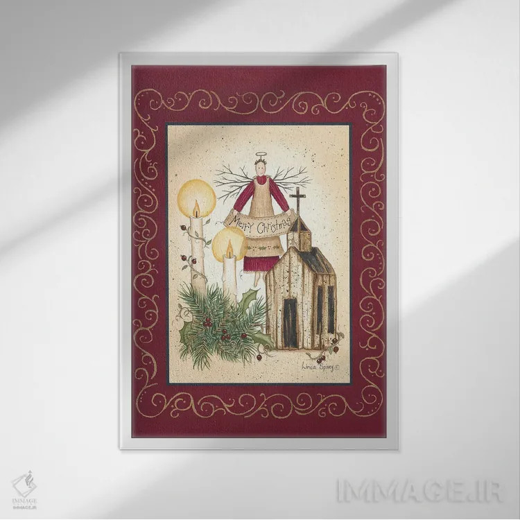 تابلو دکوراتیو فرشته کریسمس مبارک اثر لیندا اسپایوی - نمای قابدار سفید