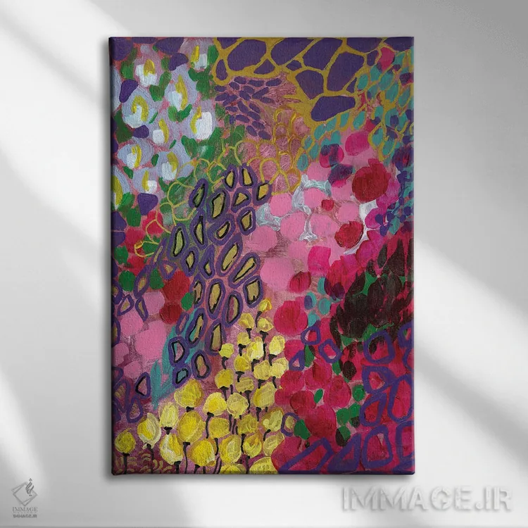 تابلو انتزاعی انتزاعی دو اثر ساشا رابینسون - نمای روبهرو روی دیوار