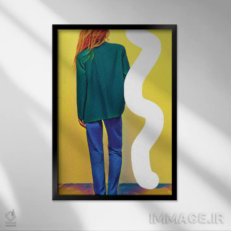 تابلو دکوراتیو با احتیاط قدم برداشتن اثر ساشا رابینسون - نمای قابدار مشکی