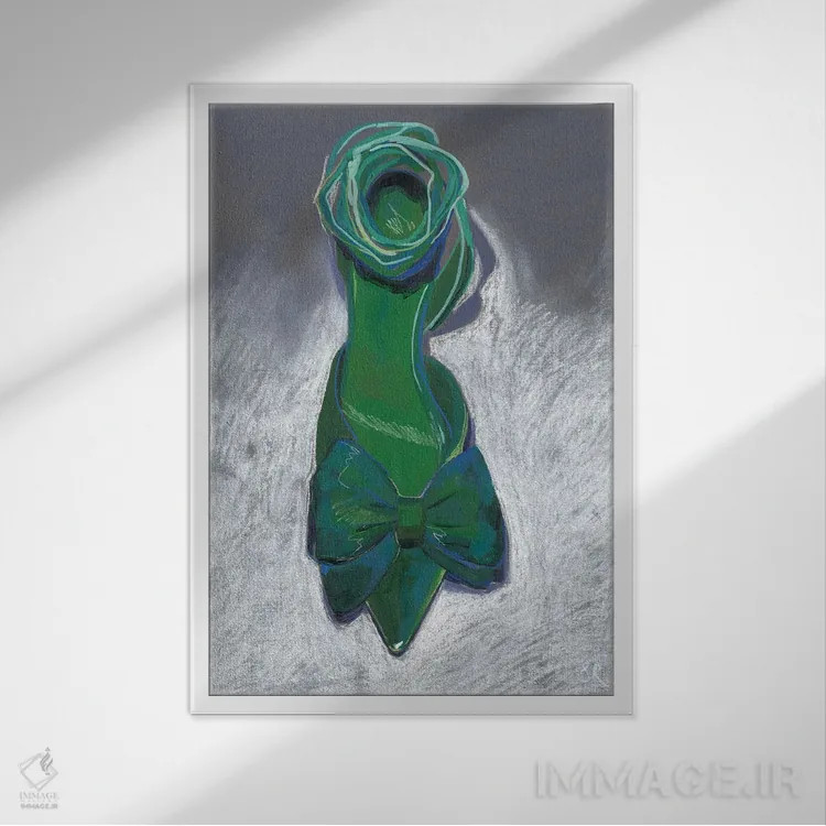 تابلو دکوراتیو کفش سبز اثر ساشا رابینسون - نمای قابدار سفید