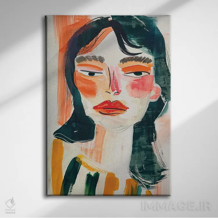 تابلو دکوراتیو پرتره زن با آبرنگ اثر ساشا رابینسون - نمای روبهرو روی دیوار
