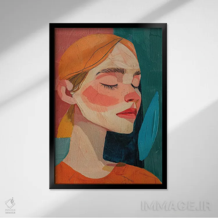 تابلو دکوراتیو پرتره زن احساسی اثر ساشا رابینسون - نمای قابدار مشکی