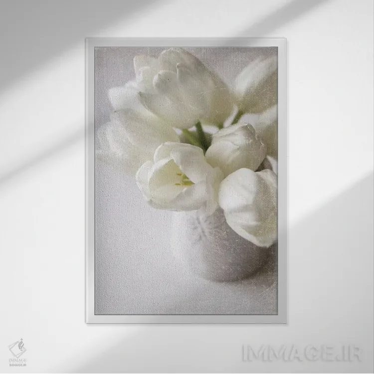 تابلو دکوراتیو نابودی در سفیدپوشی زیبا اثر سارا گاردنر - نمای قابدار سفید