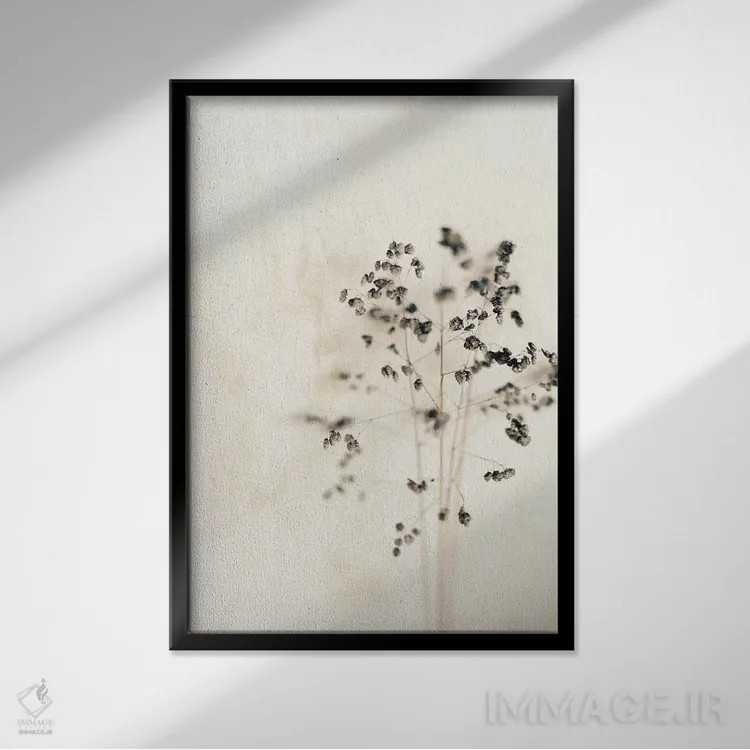 تابلو دکوراتیو شاخه خشک و کم رنگ اثر سارا گاردنر - نمای قابدار مشکی