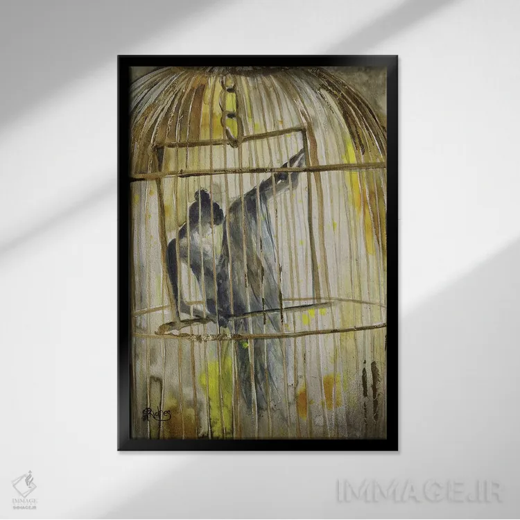 تابلو دکوراتیو در قفس اثر سارا ریچز - نمای قابدار مشکی