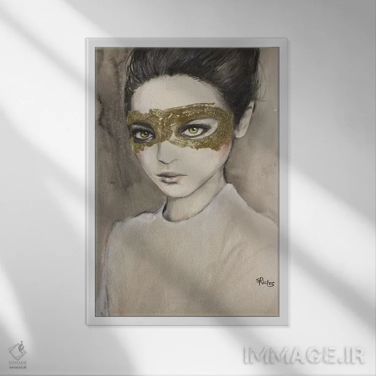 تابلو دکوراتیو نقاب اثر سارا ریچز - نمای قابدار سفید