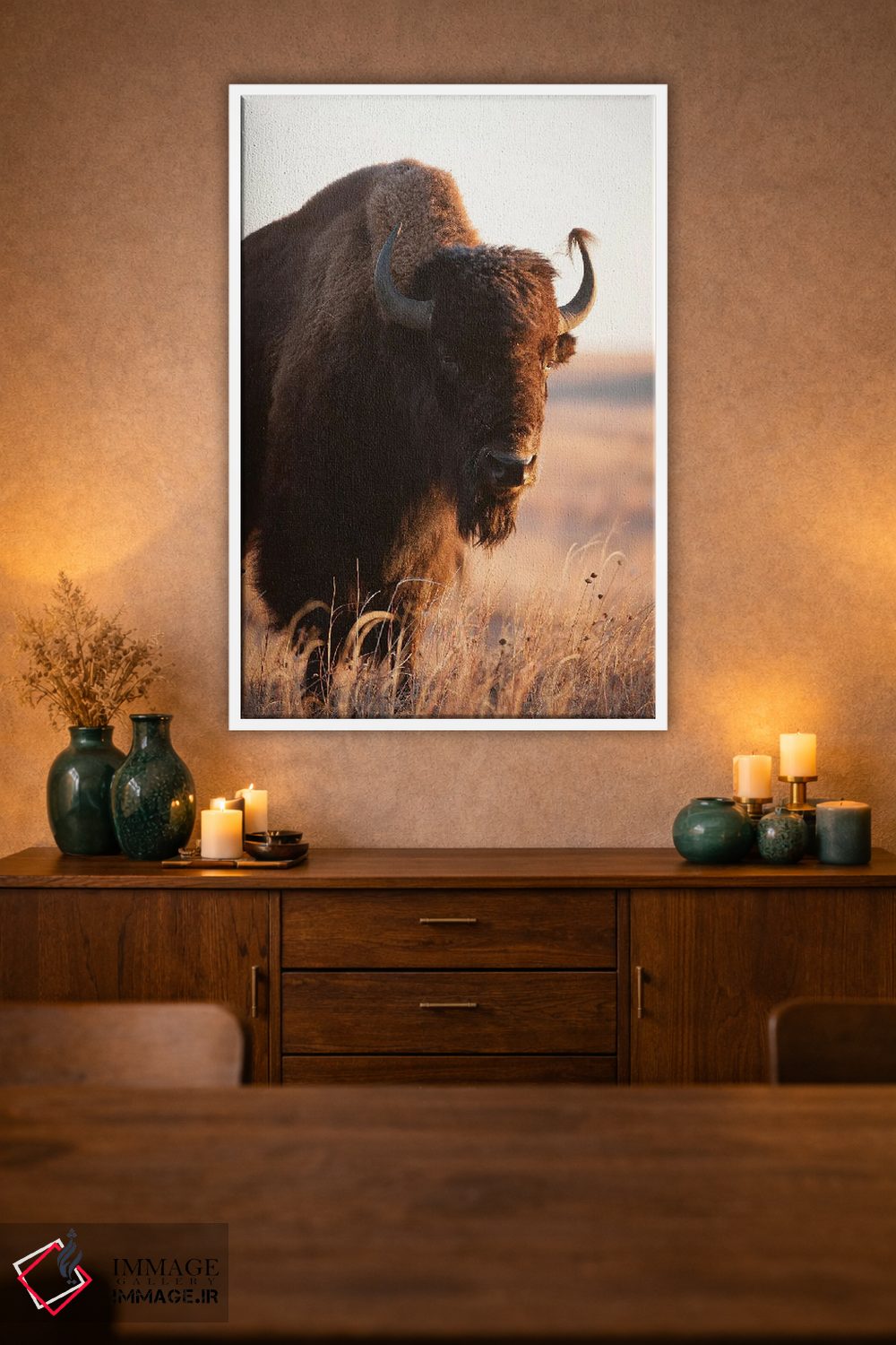 تابلو دکوراتیو Nebraska II,تصویر گاومیش آمریکایی در مزرعه ای نزدیک ولنتاین… اثر جوئل سارتور - D1W