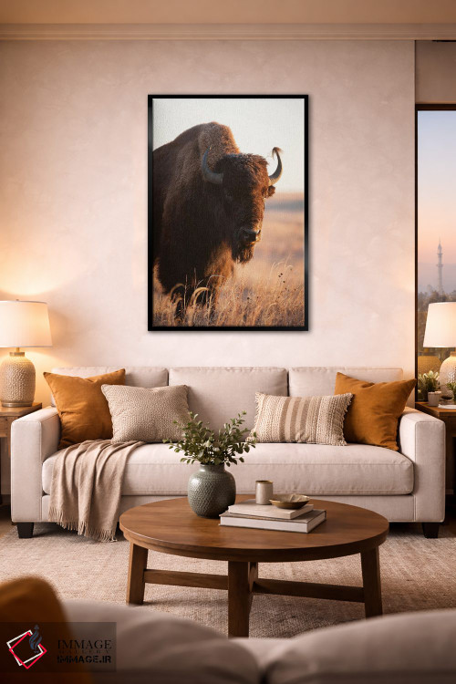 تابلو دکوراتیو Nebraska II,تصویر گاومیش آمریکایی در مزرعه ای نزدیک ولنتاین… اثر جوئل سارتور - D3B