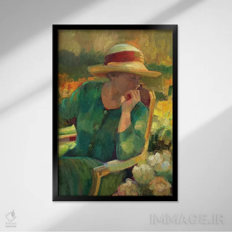 تابلو دکوراتیو تعمق در باغ اثر سالی روزنبام - نمای قابدار مشکی