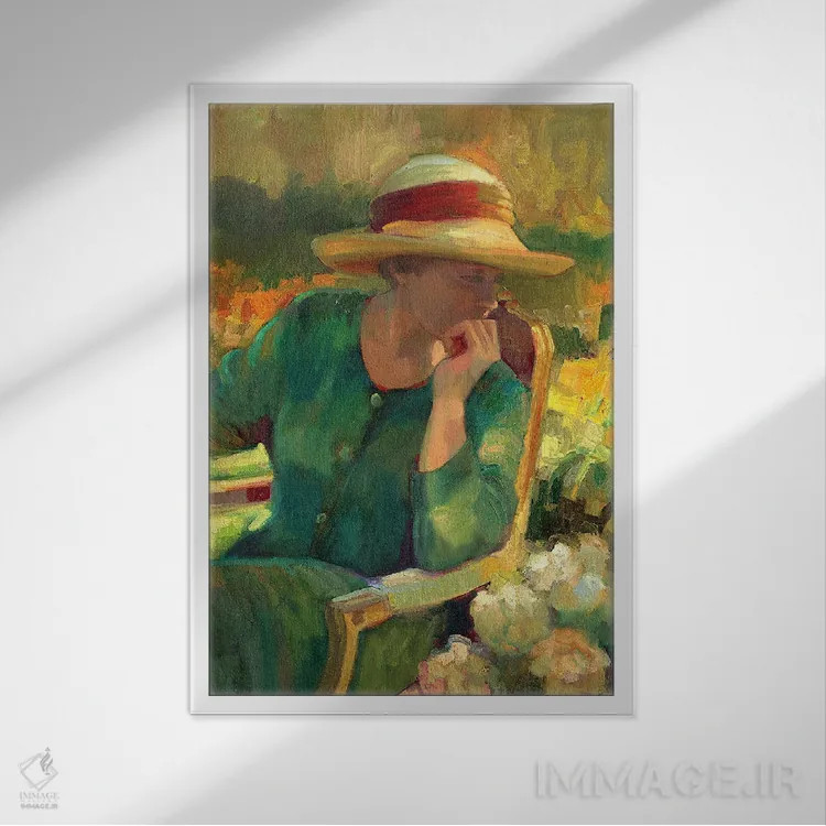 تابلو دکوراتیو تعمق در باغ اثر سالی روزنبام - نمای قابدار سفید