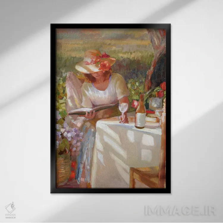 تابلو دکوراتیو درخشش تابستانی اثر سالی روزنبام - نمای قابدار مشکی