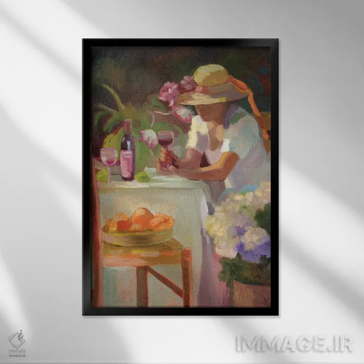 تابلو دکوراتیو لحظه تابستانی اثر سالی روزنبام - نمای قابدار مشکی