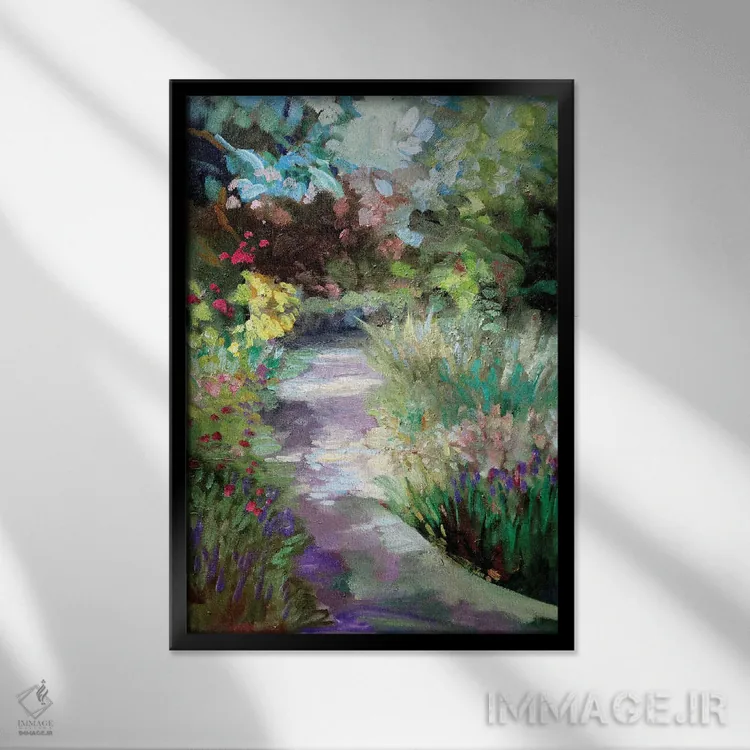 تابلو دکوراتیو مسیر اسطوخودوس اثر سالی روزنبام - نمای قابدار مشکی