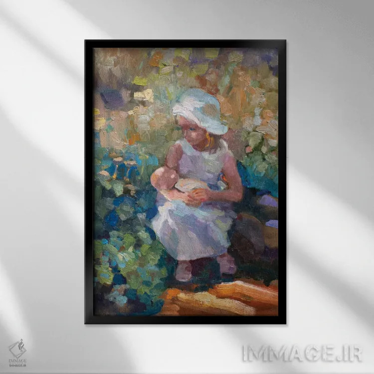 تابلو دکوراتیو لی لی و دالی اثر سالی روزنبام - نمای قابدار مشکی