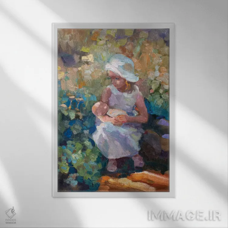 تابلو دکوراتیو لی لی و دالی اثر سالی روزنبام - نمای قابدار سفید