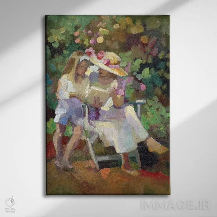 تابلو دکوراتیو بهار در باغ اثر سالی روزنبام - نمای روبهرو روی دیوار