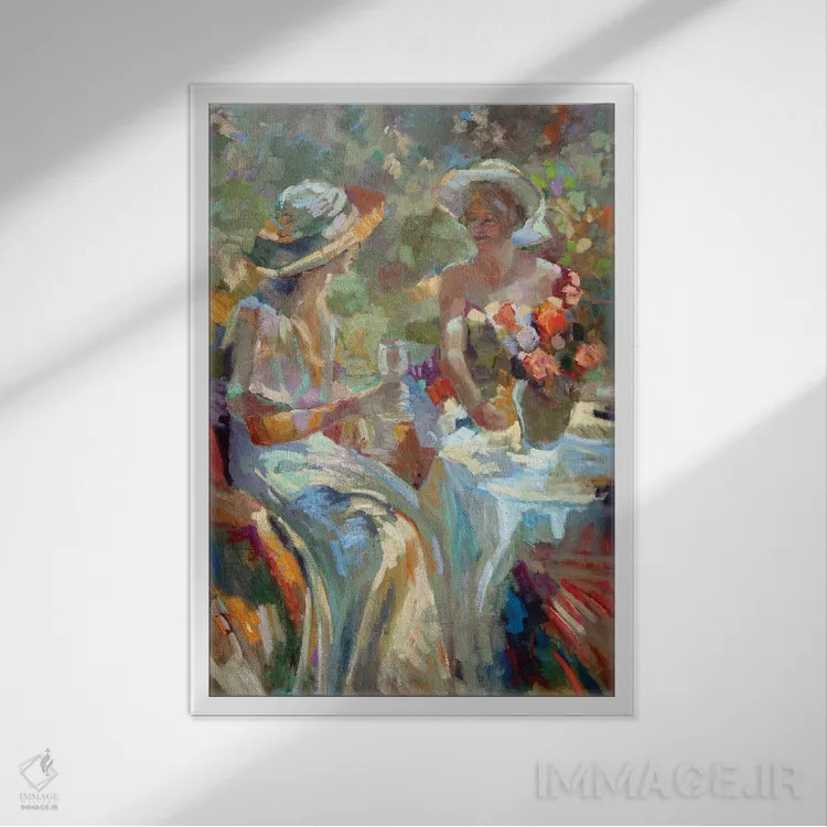 تابلو دکوراتیو خواهران اثر سالی روزنبام - نمای قابدار سفید