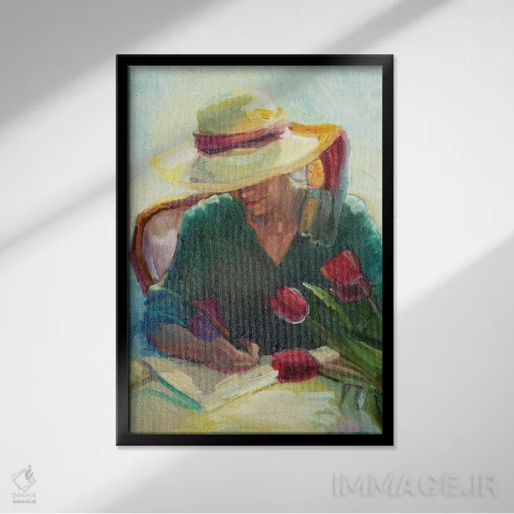 تابلو دکوراتیو یادداشت باغ اثر سالی روزنبام - نمای قابدار مشکی