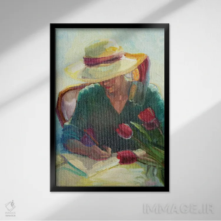 تابلو دکوراتیو یادداشت باغ اثر سالی روزنبام - نمای قابدار مشکی