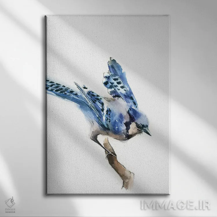 تابلو مدرن جوجه جی آبی اثر سوفی روباورف - نمای روبهرو روی دیوار
