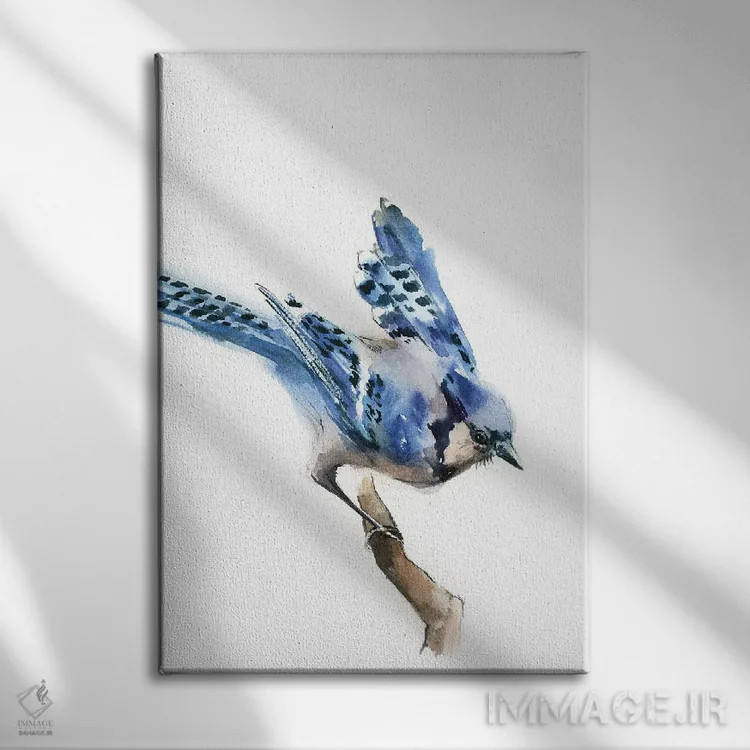 تابلو مدرن جوجه جی آبی اثر سوفی روباورف - نمای روبهرو روی دیوار