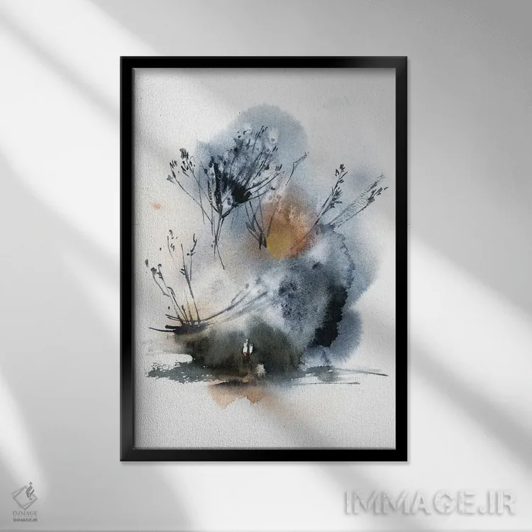 تابلو انتزاعی منظره در آبی اثر سوفی روباورف - نمای قابدار مشکی