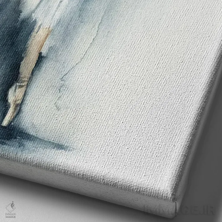 تابلو دکوراتیو رقص باله در آبی نوردیک اثر سوفی روباورف - نمای نزدیک بافت بوم