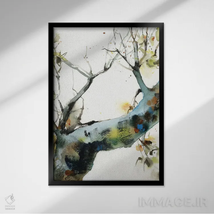 تابلو انتزاعی چوب نروژی شماره ۳ اثر سوفی روباورف - نمای قابدار مشکی