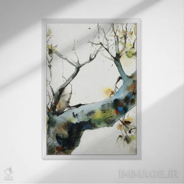 تابلو انتزاعی چوب نروژی شماره ۳ اثر سوفی روباورف - نمای قابدار سفید
