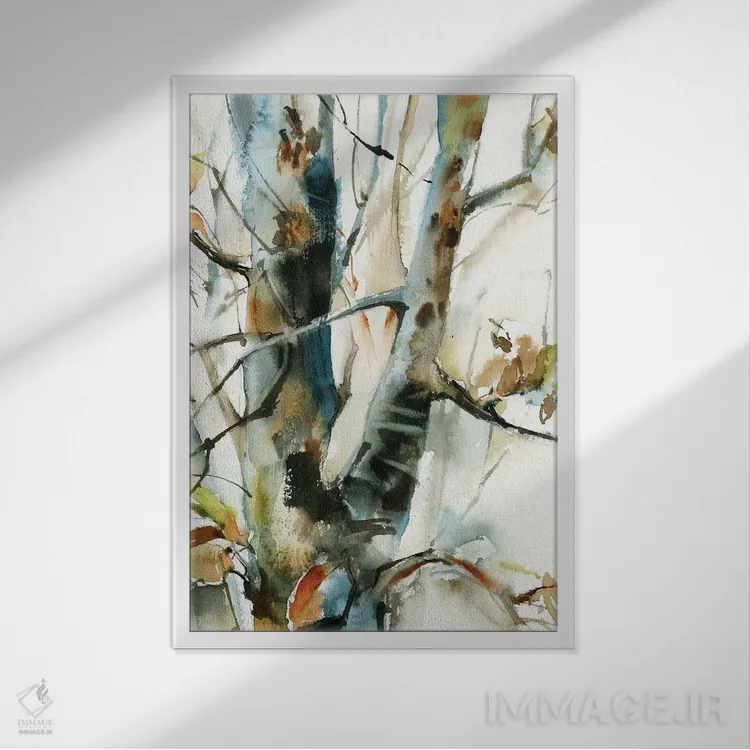تابلو انتزاعی چوب نروژی شماره ۱ اثر سوفی روباورف - نمای قابدار سفید