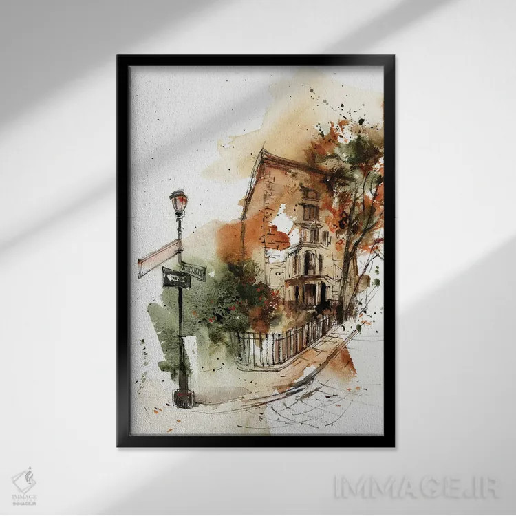 تابلو دکوراتیو طرح معماری اثر سوفی روباورف - نمای قابدار مشکی