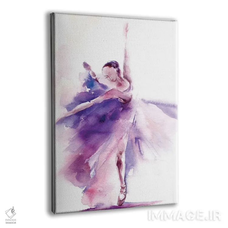 تابلو دکوراتیو رقاص باله با لباس بنفش شماره ۲ اثر سوفی روباورف - نمای پرسپکتیو محصول