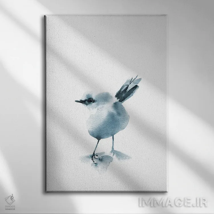 تابلو مدرن پرنده خاکستری شماره ۲ اثر سوفی روباورف - نمای روبهرو روی دیوار