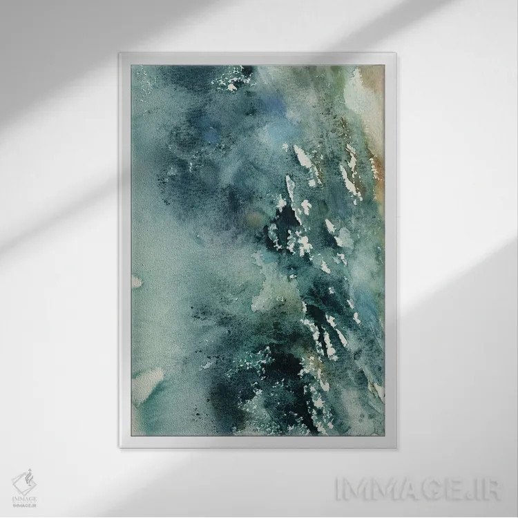 تابلو انتزاعی دریای انتزاعی شماره ۱ اثر سوفی روباورف - نمای قابدار سفید