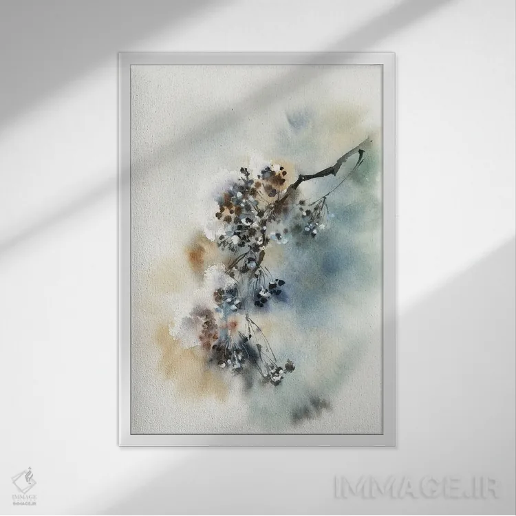 تابلو مدرن شاخه زمستانی اثر سوفی روباورف - نمای قابدار سفید