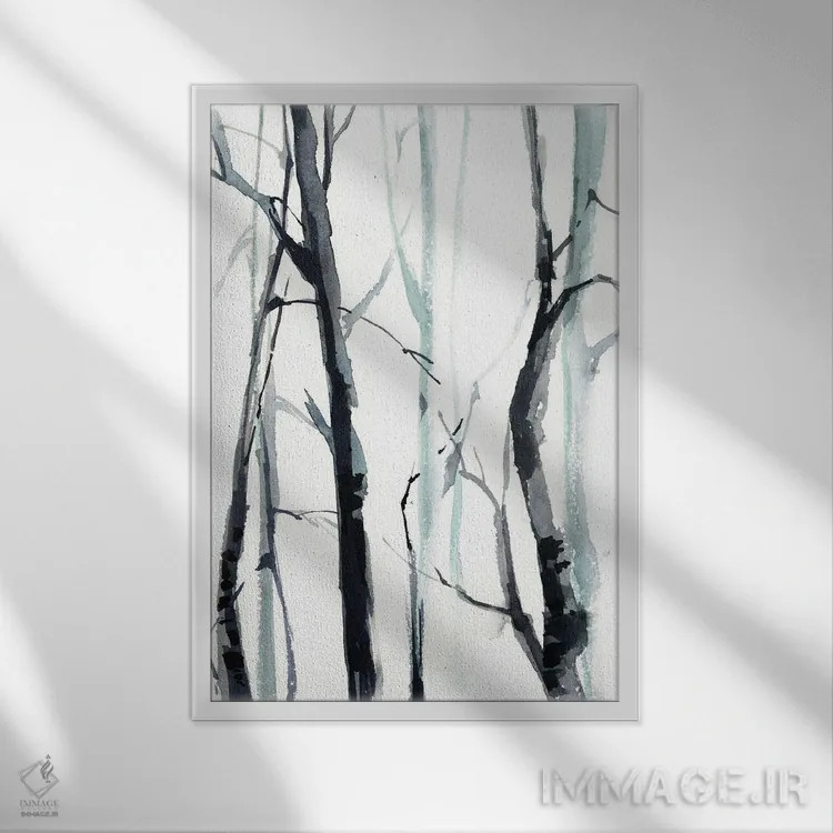 تابلو انتزاعی جنگل شماره ۱ اثر سوفی روباورف - نمای قابدار سفید