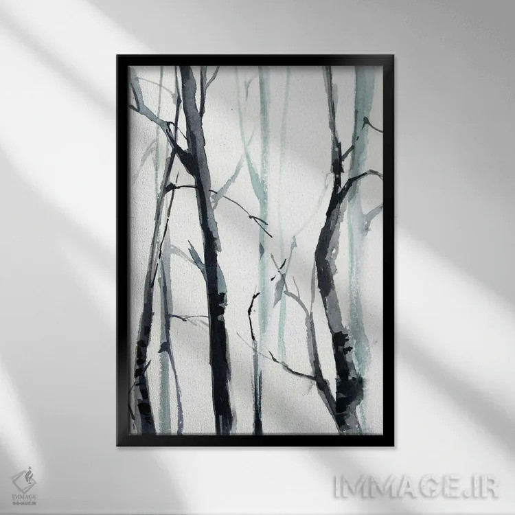 تابلو انتزاعی جنگل شماره ۱ اثر سوفی روباورف - نمای قابدار مشکی