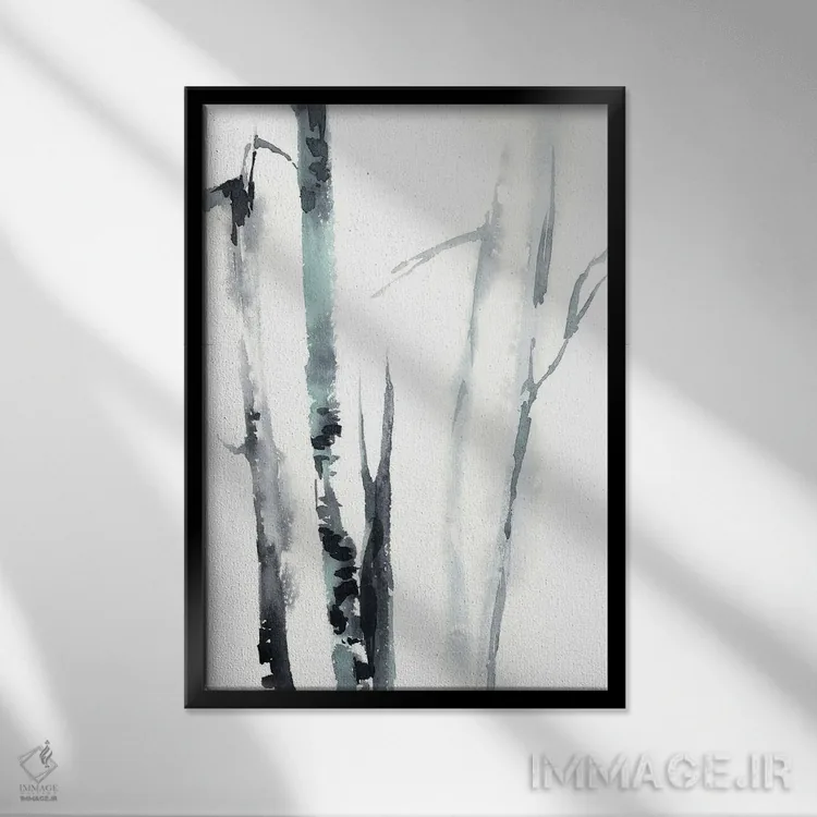 تابلو انتزاعی جنگل شماره ۳ اثر سوفی روباورف - نمای قابدار مشکی