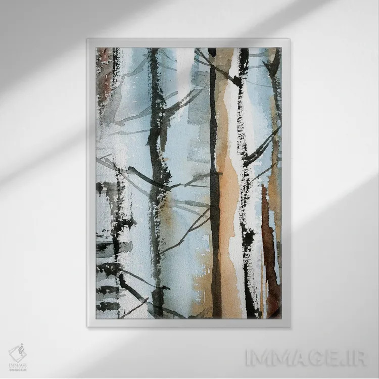 تابلو انتزاعی جنگل توس III اثر سوفی روباورف - نمای قابدار سفید