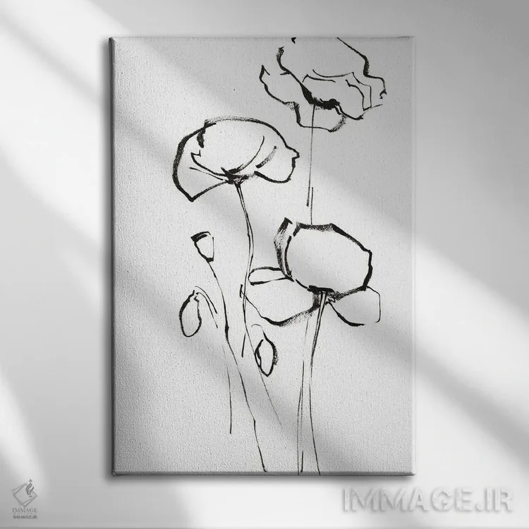 تابلو مینیمال گل های خشخاش II اثر سوفی روباورف - نمای روبهرو روی دیوار